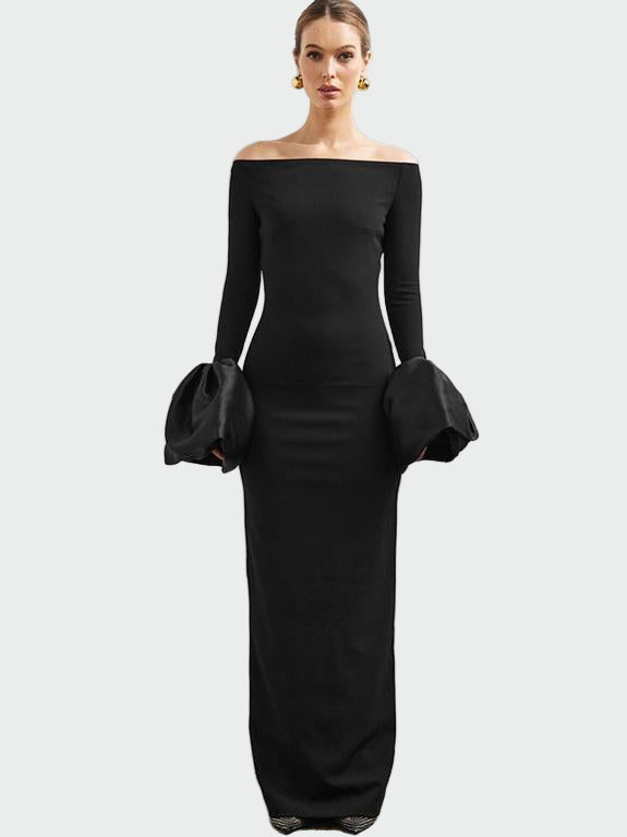 One Shoulder Puffed Sleeve Fitted Dress Jasmine's Boutique Australia