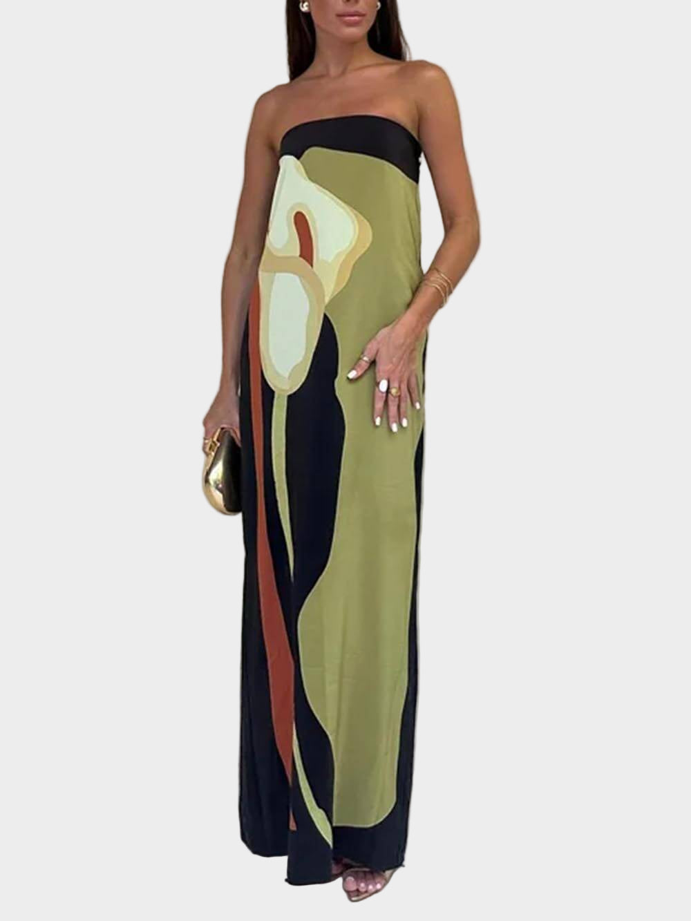 Fashion Contrast Sleeveless Shoulder Print Dress Jasmine's Boutique Australia