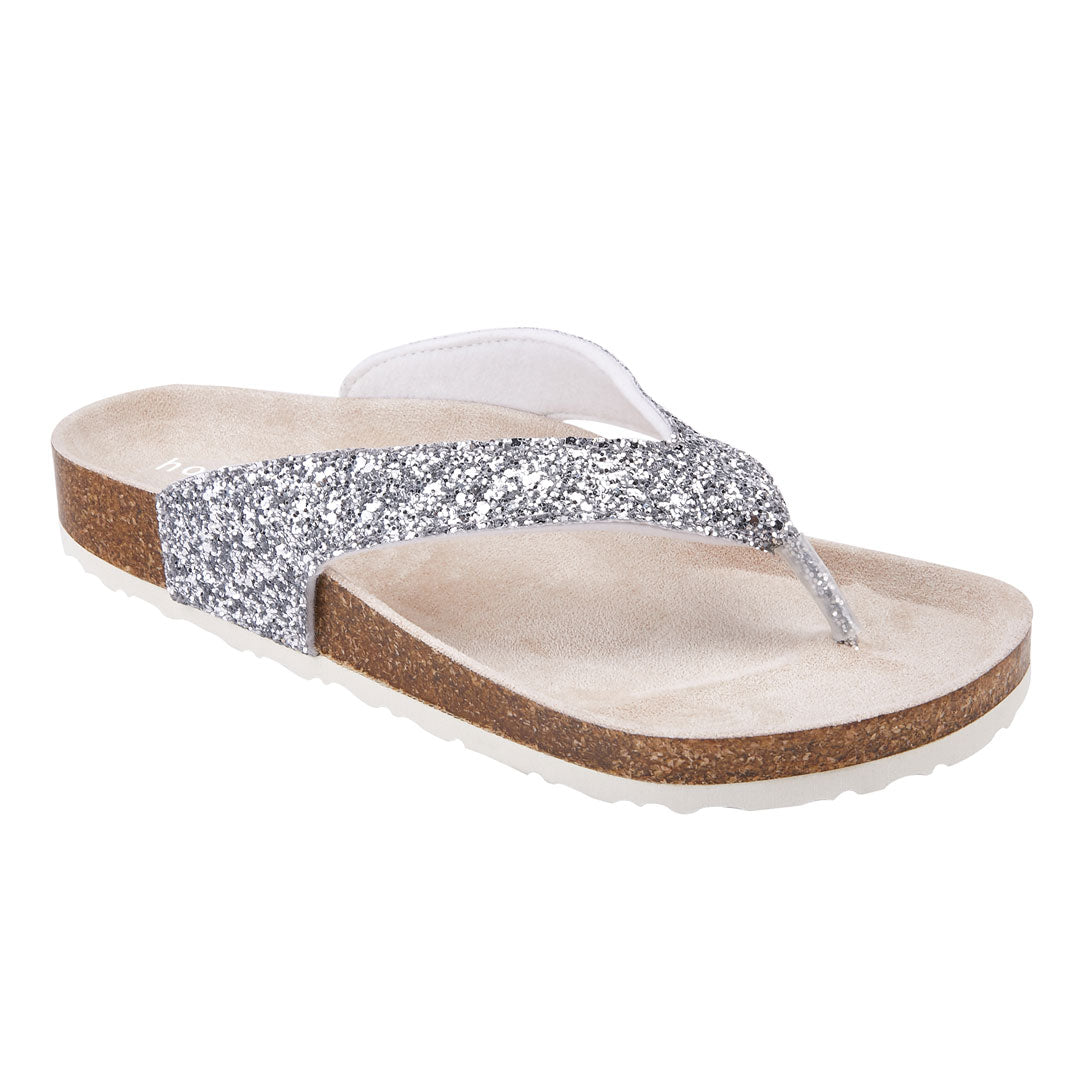 Holster Luxe Cork Thong Sandals – Silver Glitter Jasmine's Boutique Australia