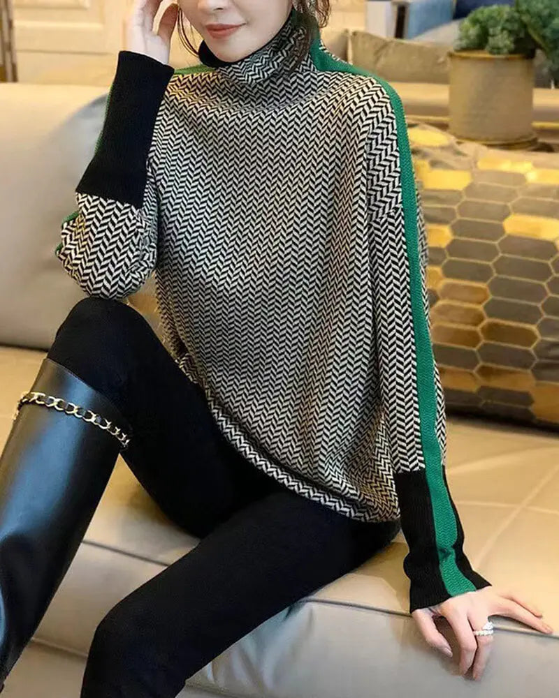 Retro Chevron High-Neck Sweater Jasmine's Boutique Australia