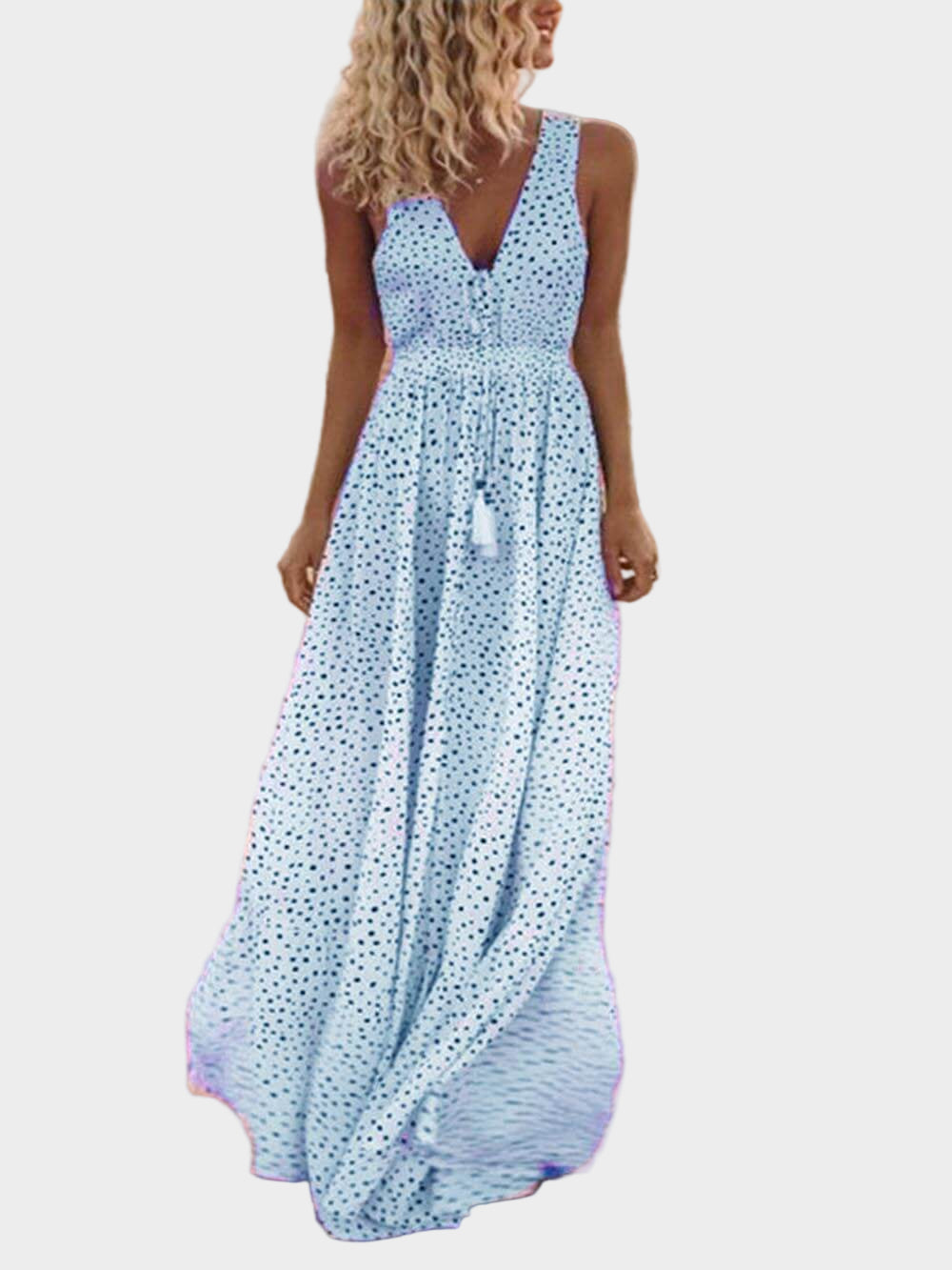 Bohemian Polka Dot V Neck Sleeveless Maxi Dress Jasmine's Boutique Australia