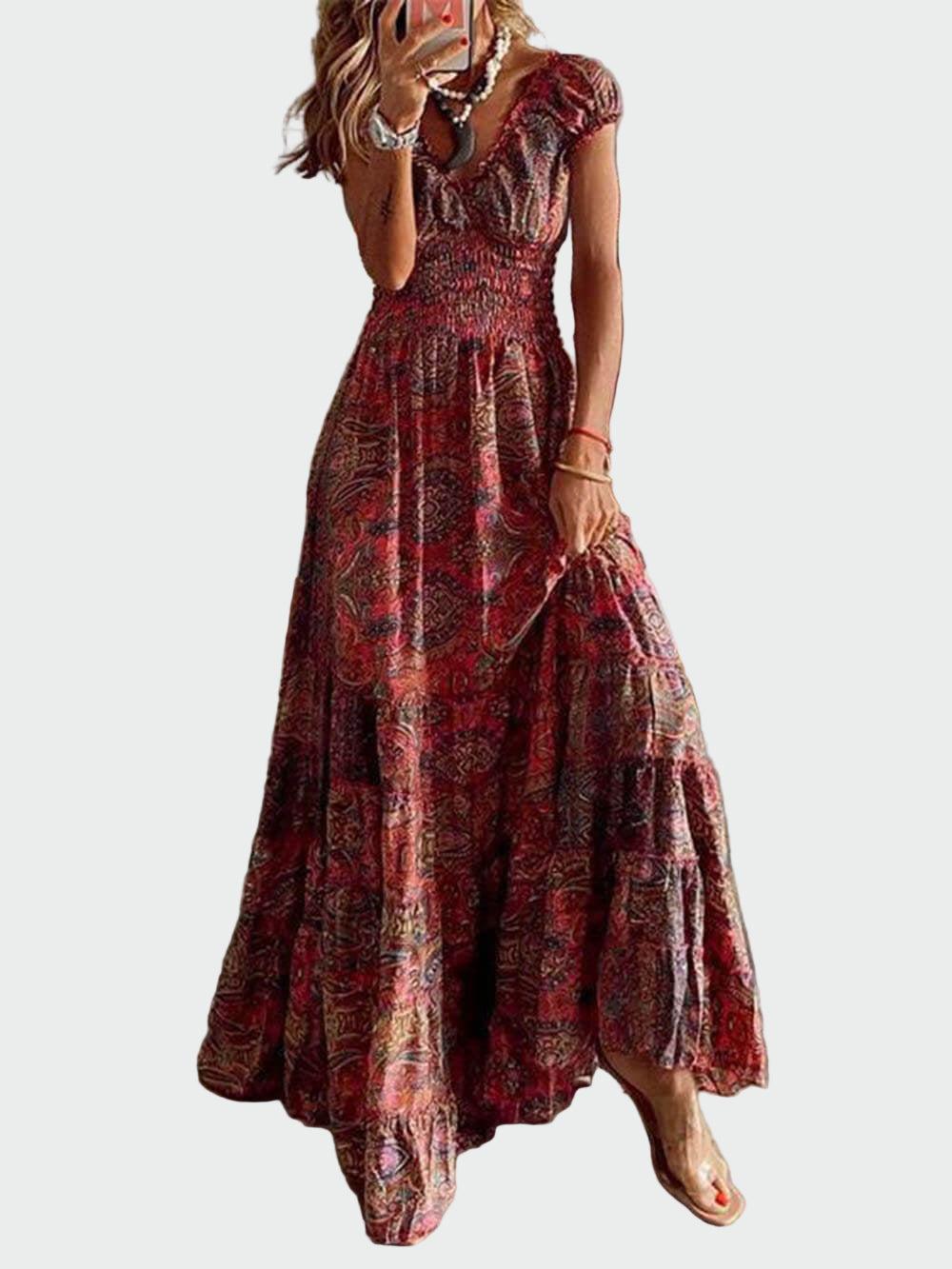 Bohemian Waisted Floral Print Dress Jasmine's Boutique Australia