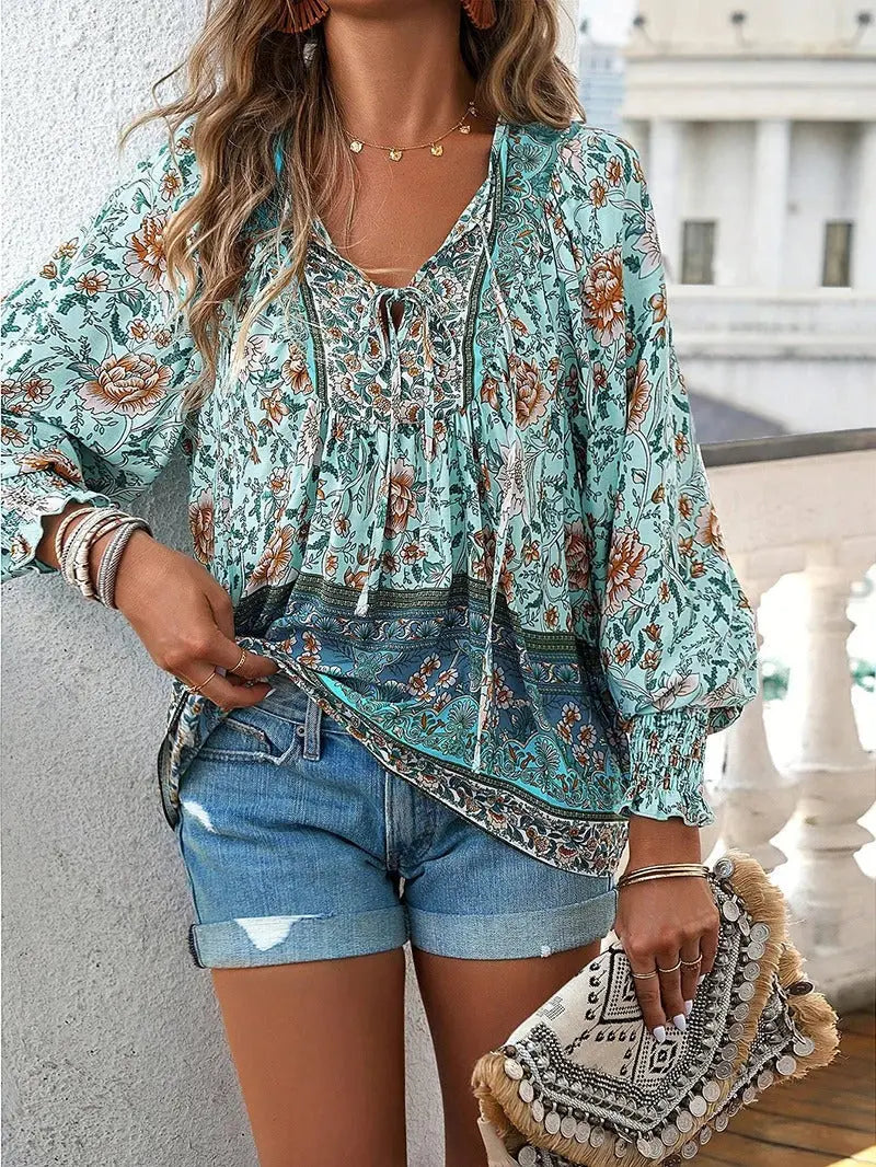 Sunset Bloom Boho Blouse Jasmine's Boutique Australia