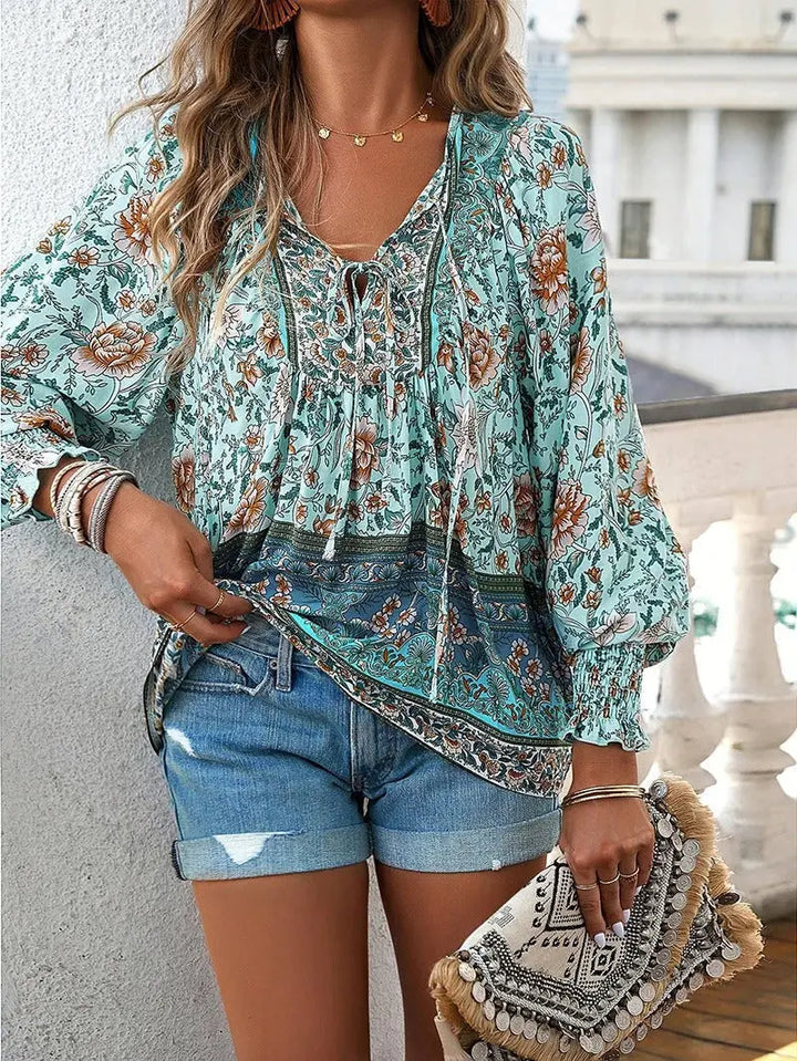 Sunset Bloom Boho Blouse Jasmine's Boutique Australia