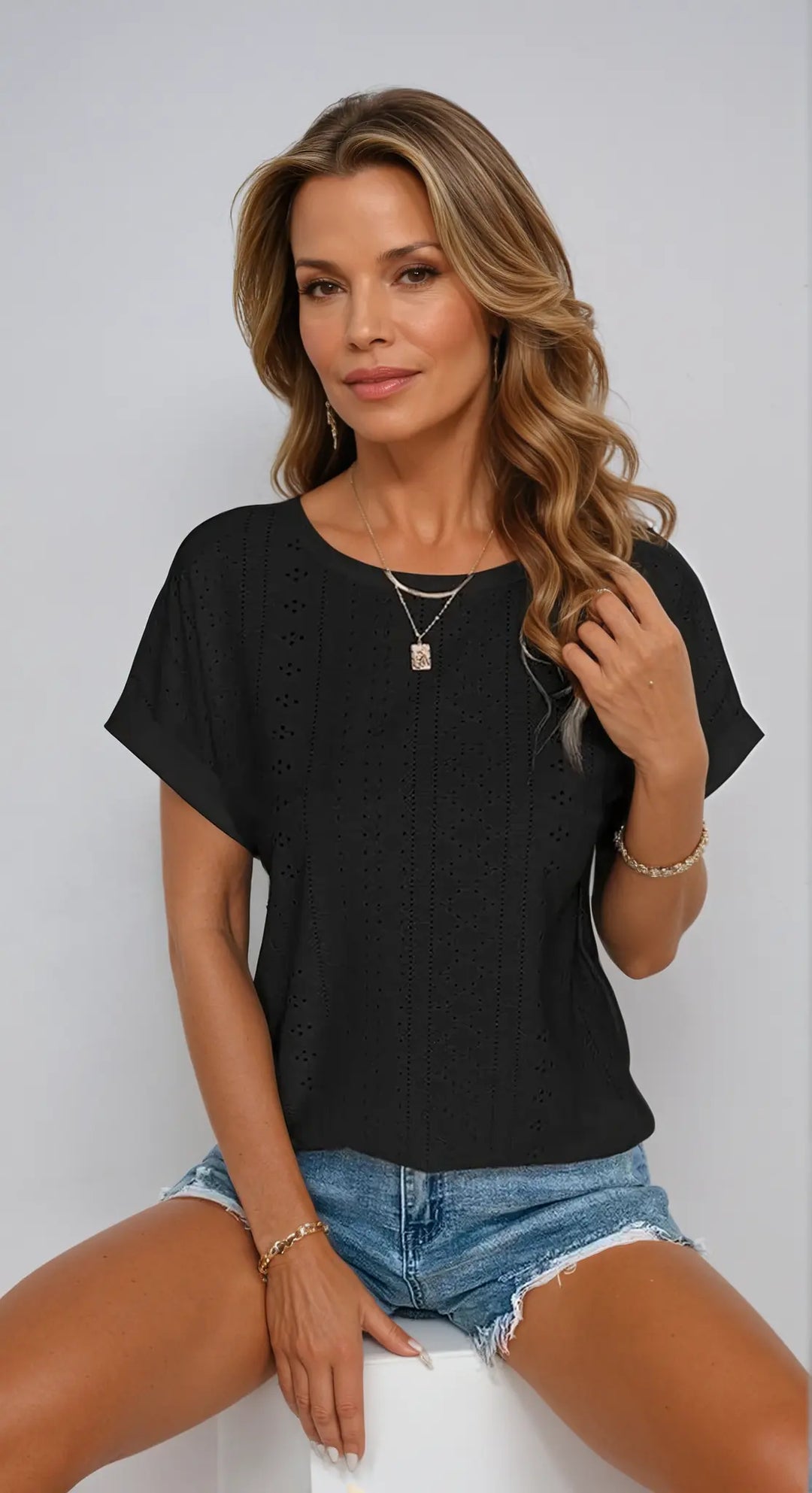 Mint Breeze Eyelet Blouse Jasmine's Boutique Australia