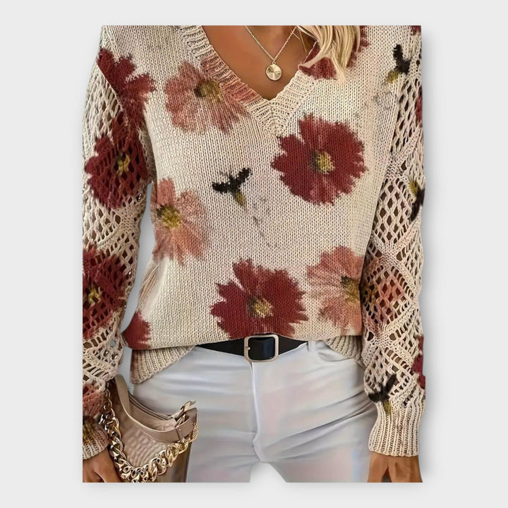 Knitted Blouse with Lace Details Liora Lane Boutique