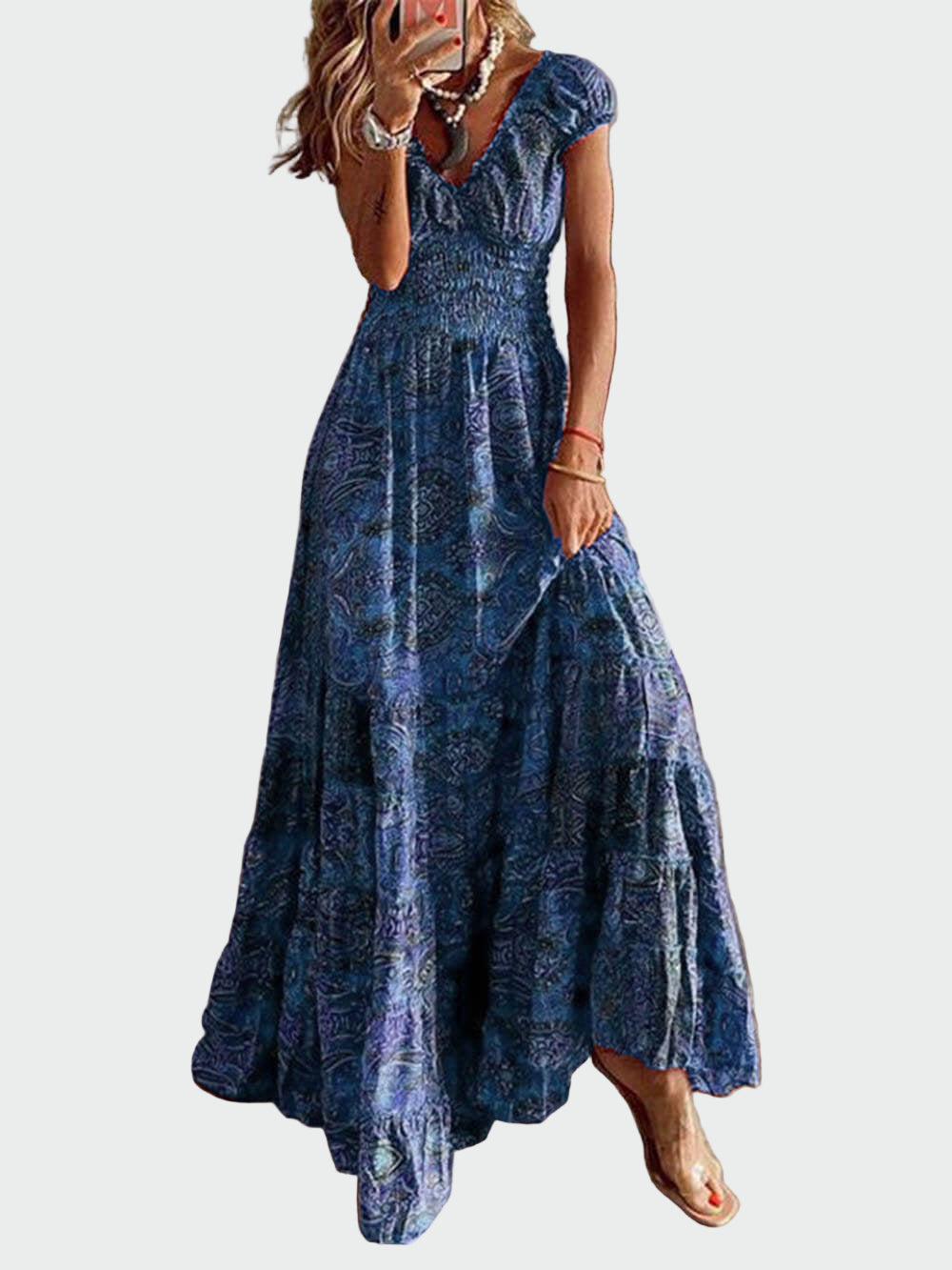 Bohemian Waisted Floral Print Dress Jasmine's Boutique Australia