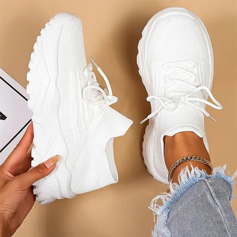 All-White Chunky Knit Sneakers Jasmine's Boutique Australia