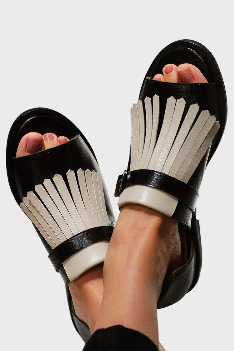 Monochrome Fringe Sandals Jasmine's Boutique Australia