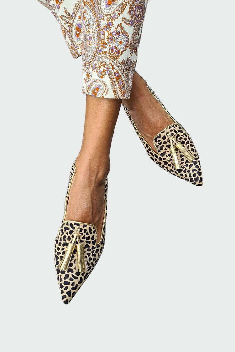 leopard tassel pointed loafers Jasmine's Boutique Australia