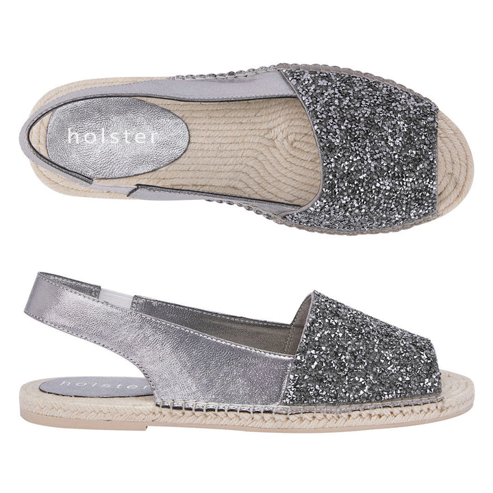 Holster Silver Glitter Espadrille Sandals Jasmine's Boutique Australia