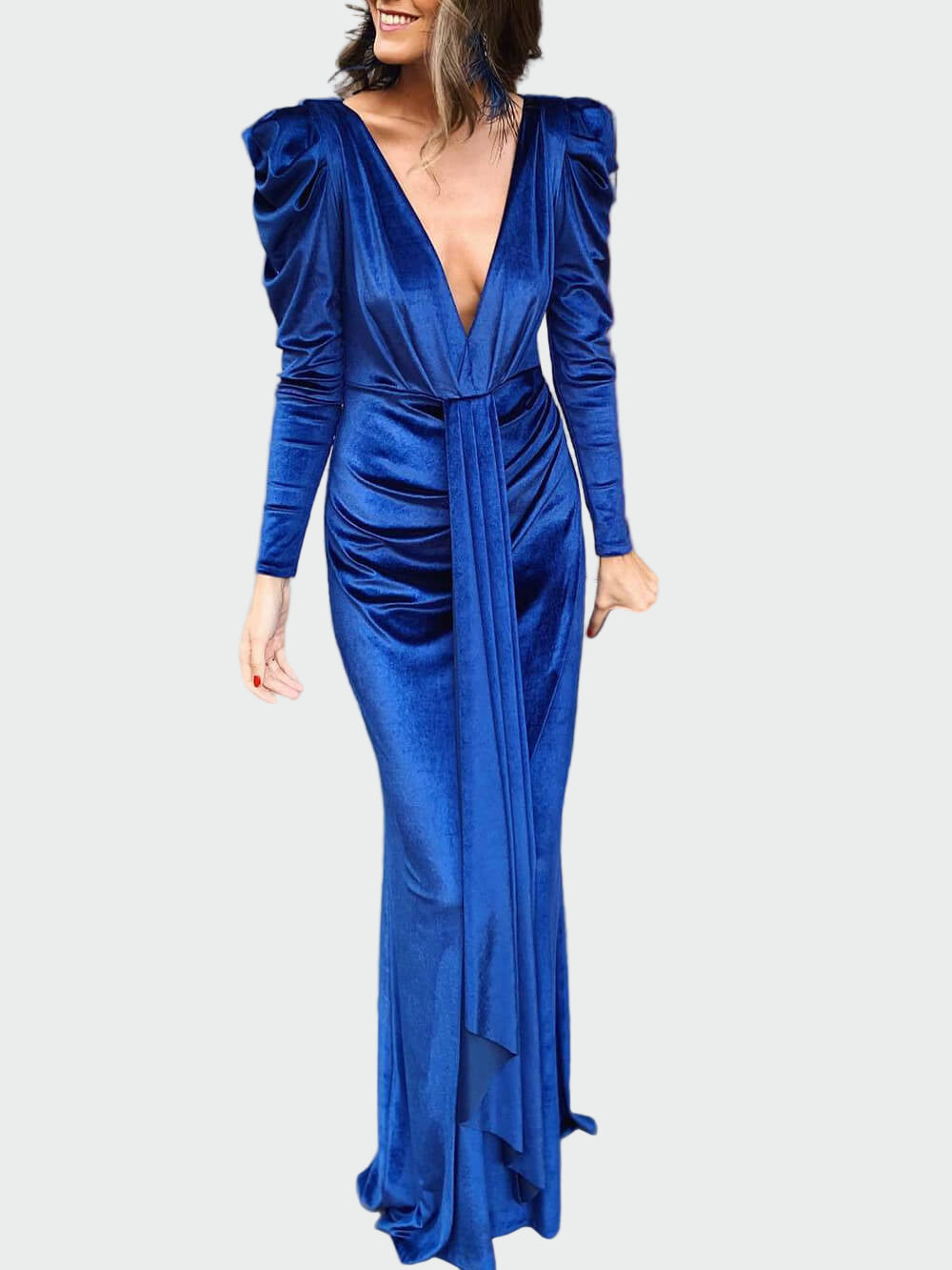 Velvet V Neck Long Sleeve Dress Jasmine's Boutique Australia