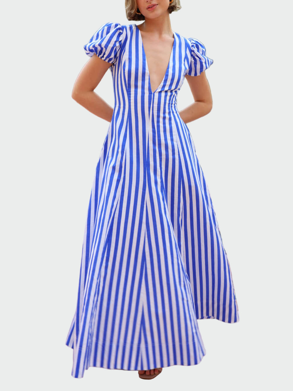 Bubble Sleeve Striped Maxi Dress Jasmine's Boutique Australia