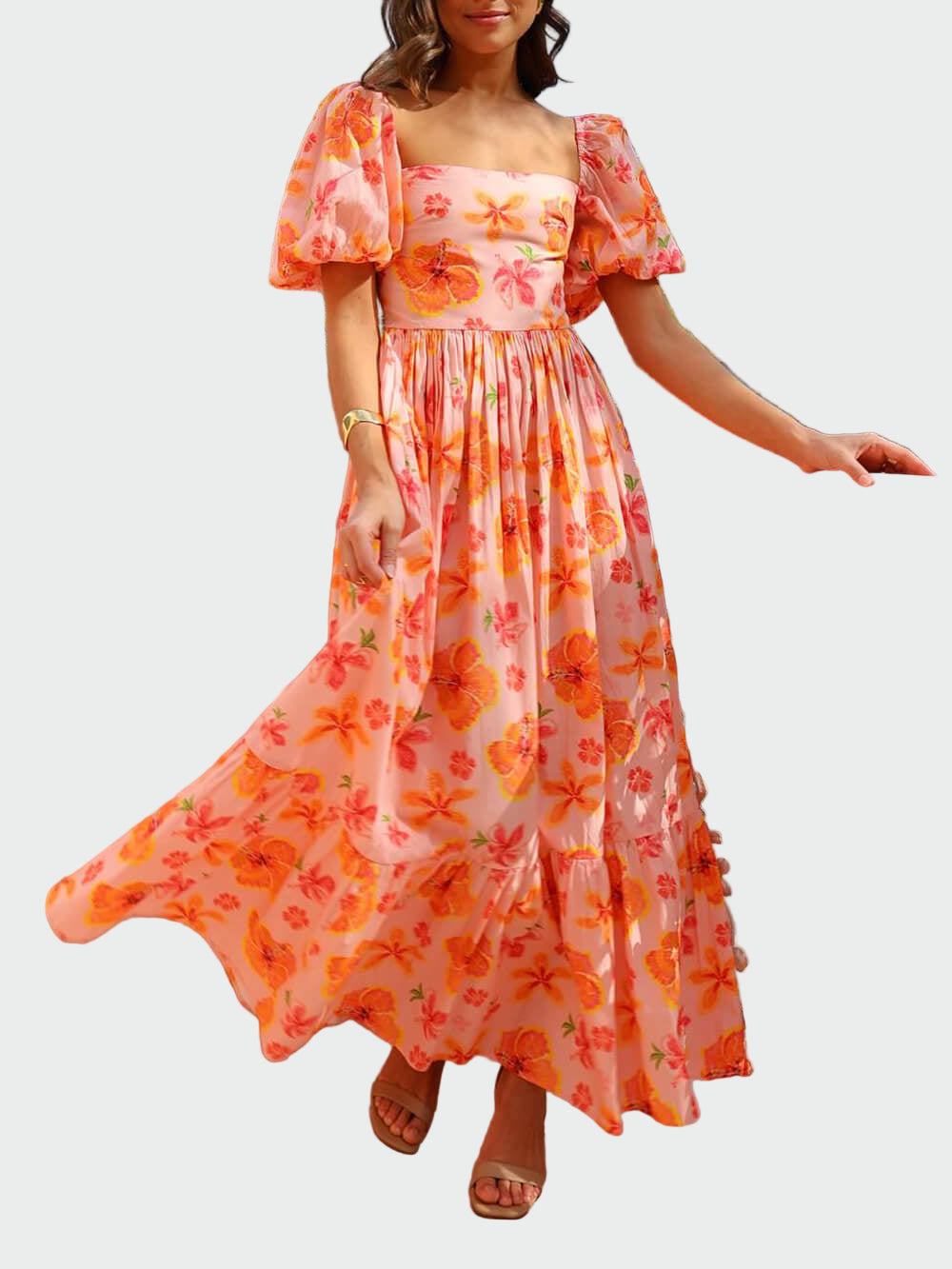 Floral Print Puff Sleeve Maxi Dress Jasmine's Boutique Australia