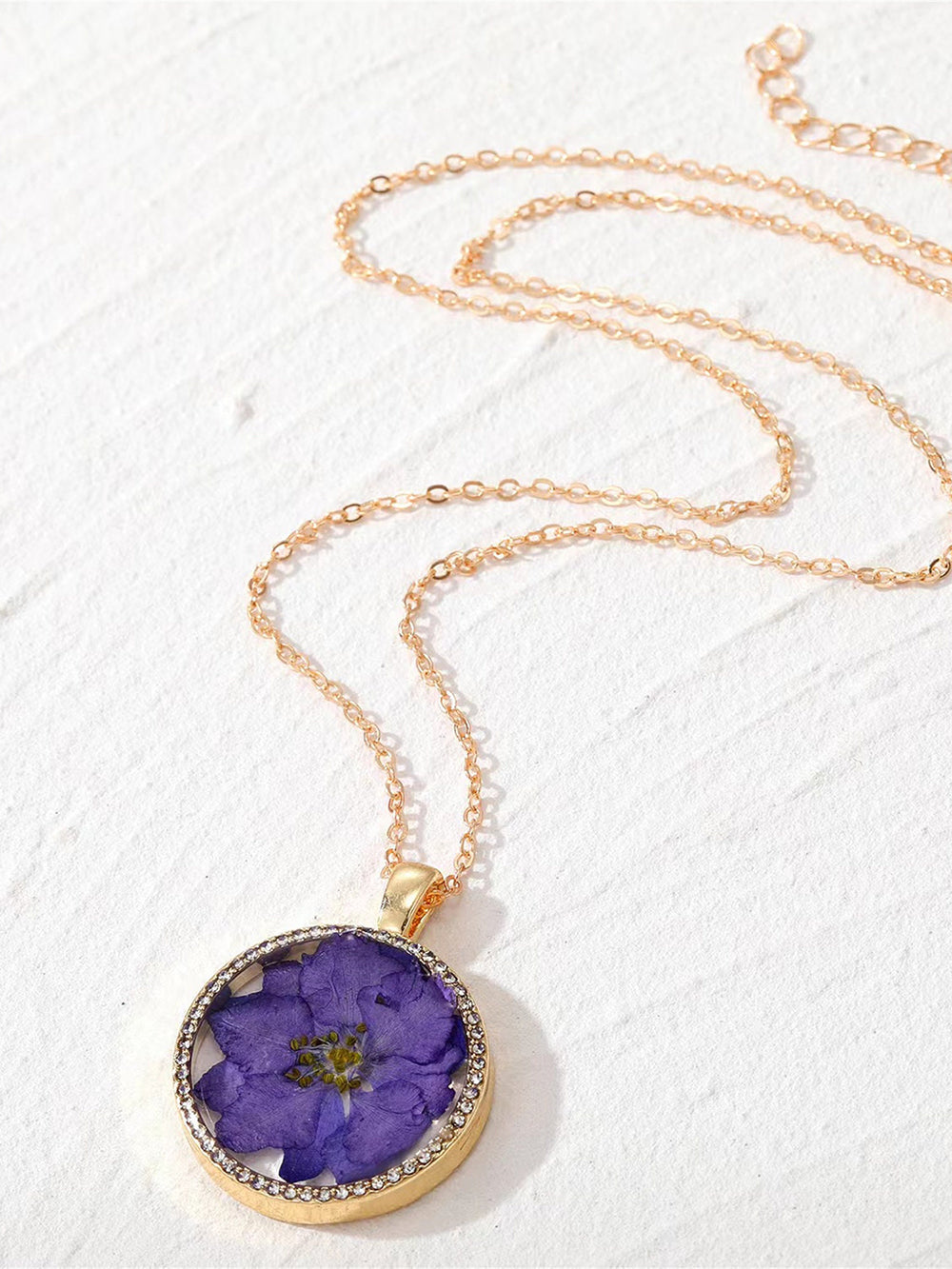Flower Resin Necklace - Birth Month Rhinestones Floral Jasmine's Boutique Australia