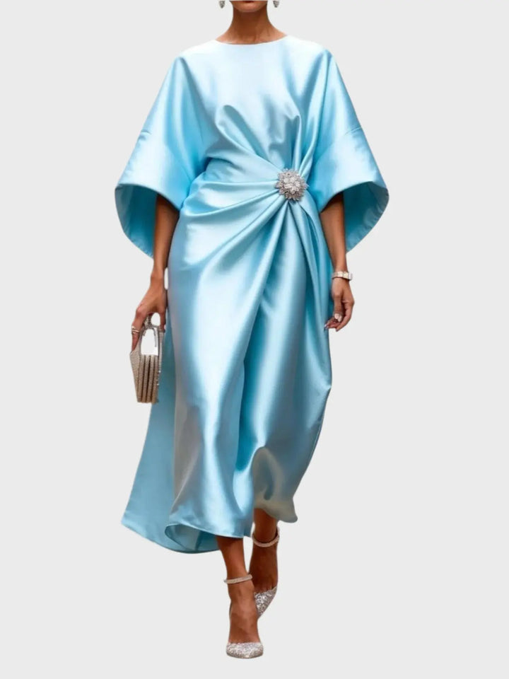 Satin Dress with Side Pleat and Decorative Buckle Jasmine's Boutique Australia