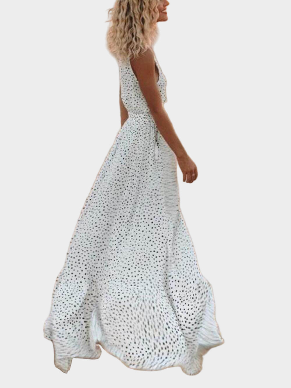 Bohemian Polka Dot V Neck Sleeveless Maxi Dress Jasmine's Boutique Australia