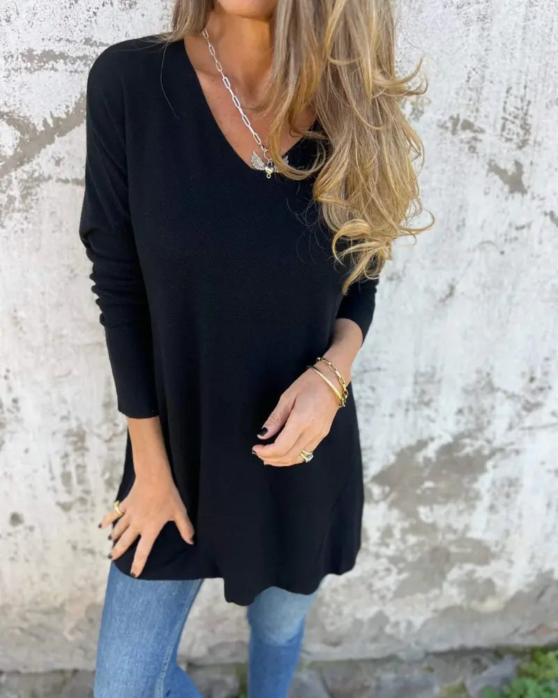 Camel Chic V-Neck Tunic Sweater Jasmine's Boutique Australia