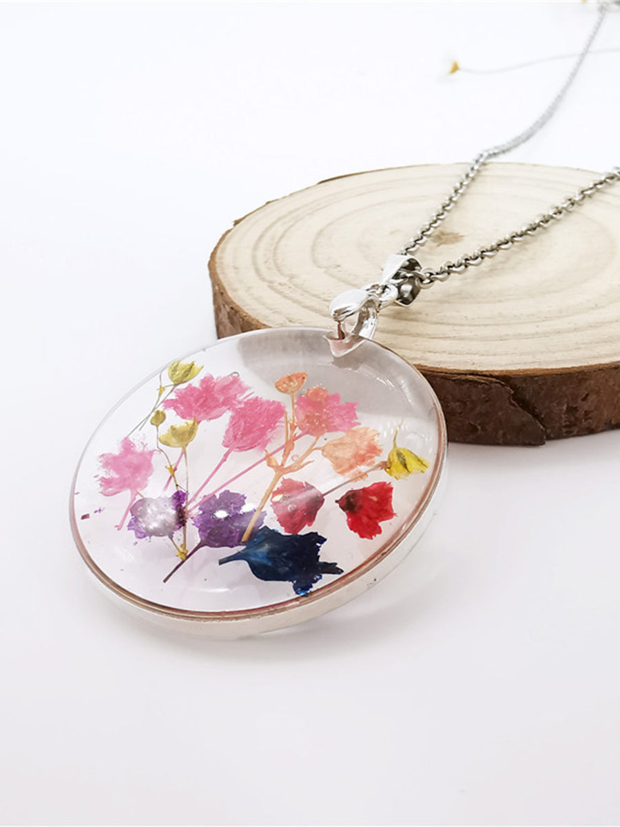 Flower Resin Necklace - Rainbow Garden Begonia Blossom Jasmine's Boutique Australia