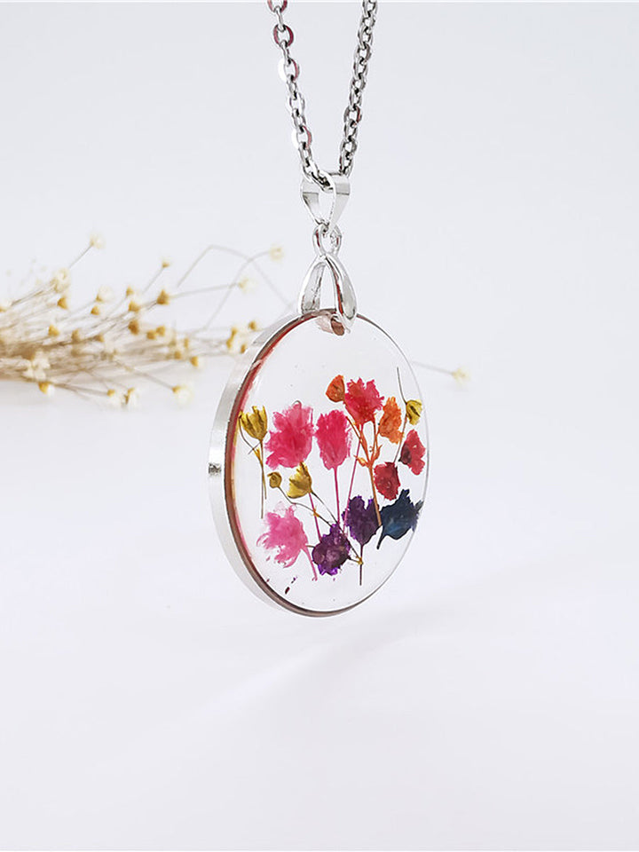 Flower Resin Necklace - Rainbow Garden Begonia Blossom Jasmine's Boutique Australia