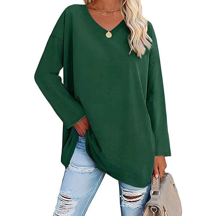 Relaxed V-Neck Long Sleeve Top Jasmine's Boutique Australia
