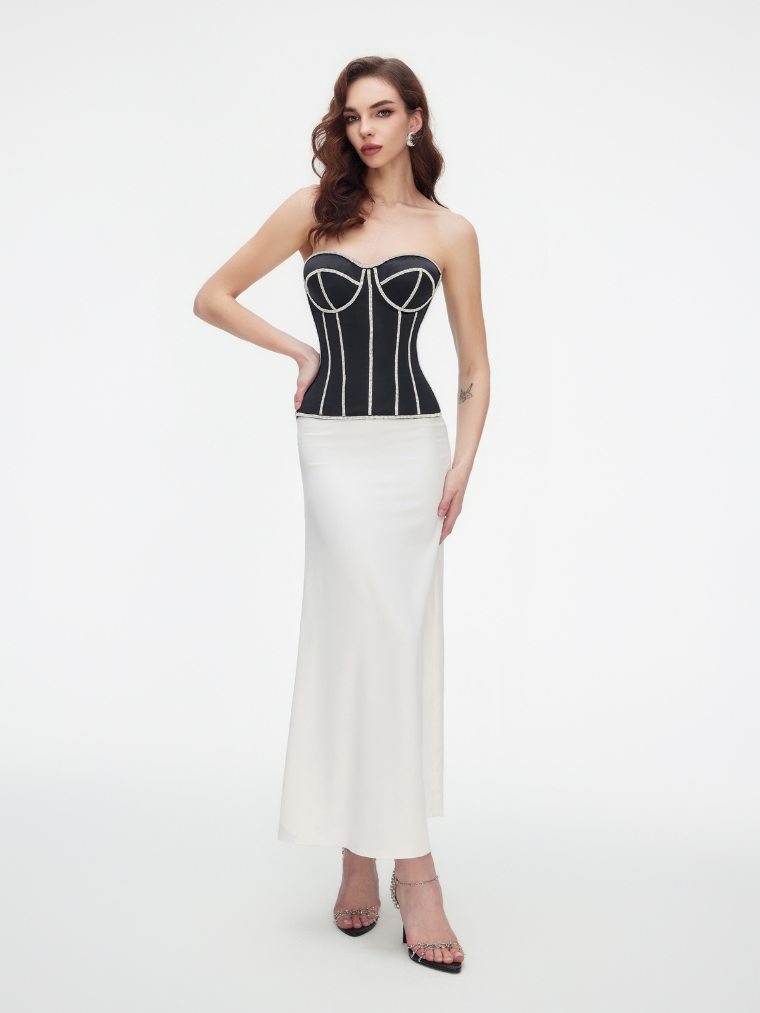 Elegance Noir Satin Corset Jasmine's Boutique Australia