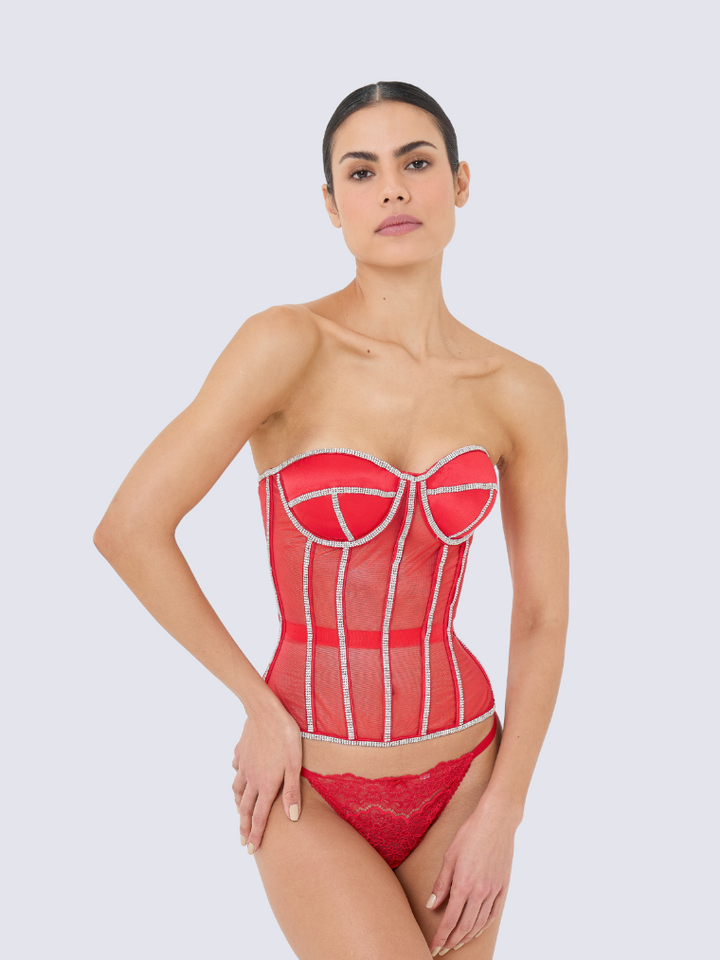 Scarlet Radiance Rhinestone Corset Jasmine's Boutique Australia