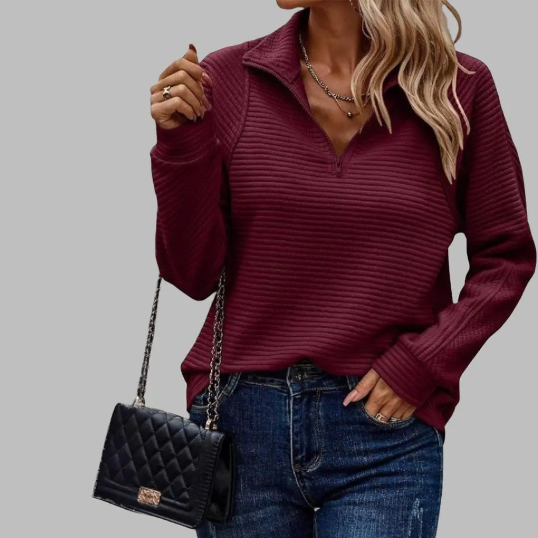 Ribbed Half-Zip Pullover Jasmine's Boutique Australia