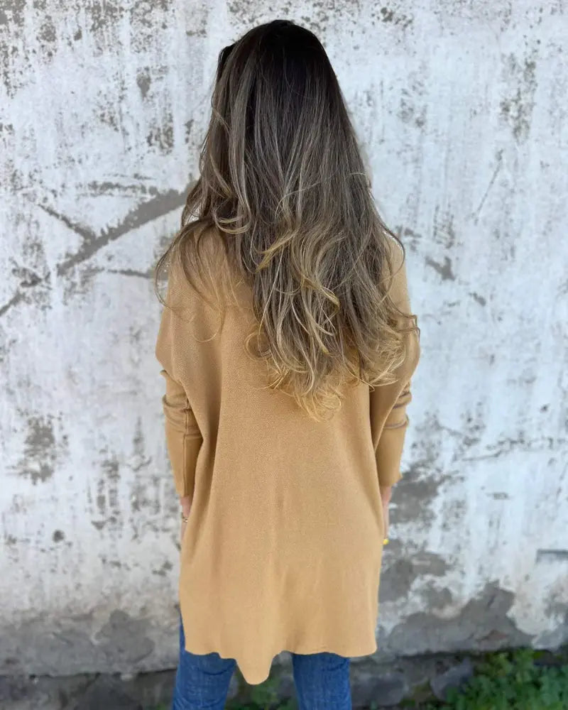 Camel Chic V-Neck Tunic Sweater Jasmine's Boutique Australia