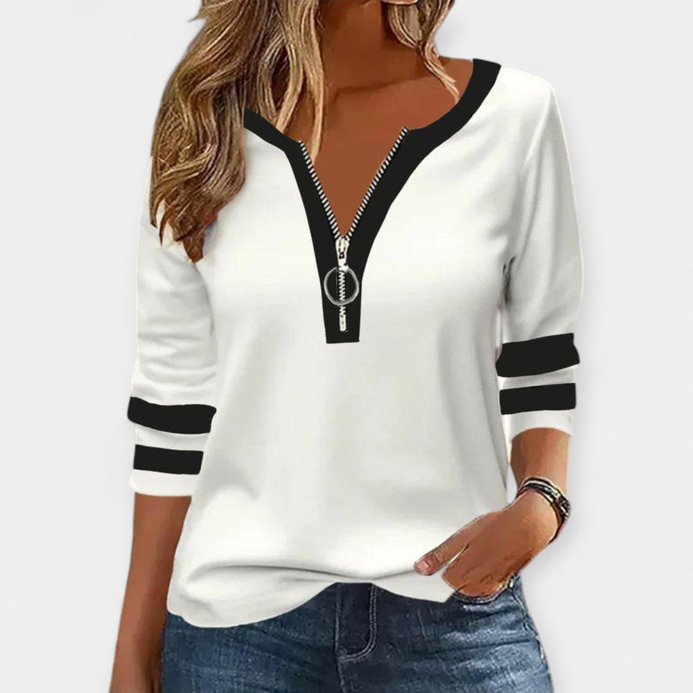Long Sleeve Zip-Up Blouse Jasmine's Boutique Australia