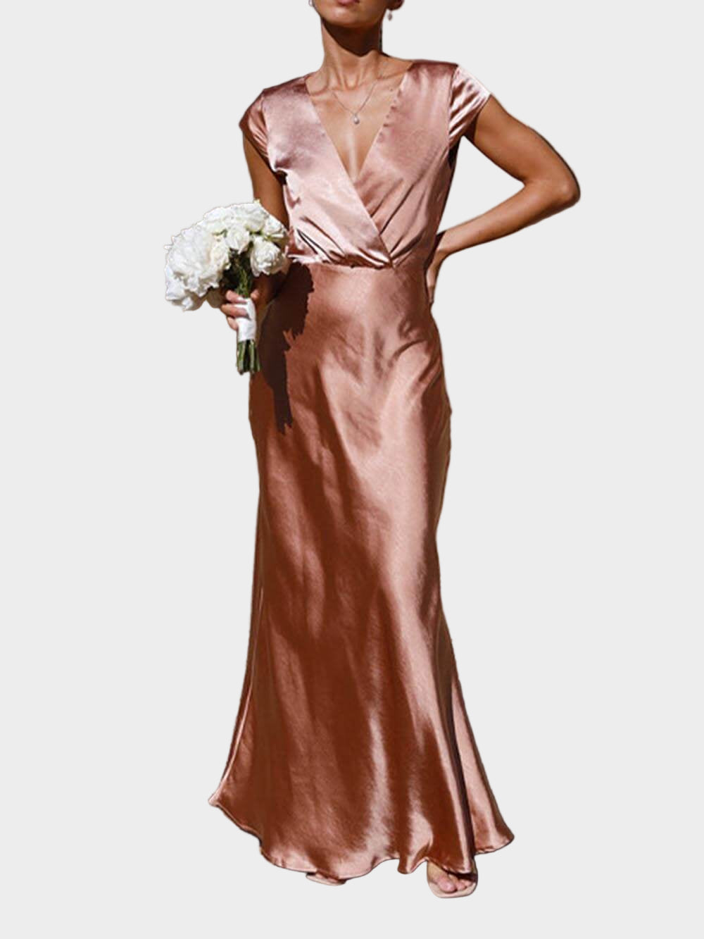 Satin V Neck Fishtail Dress Jasmine's Boutique Australia
