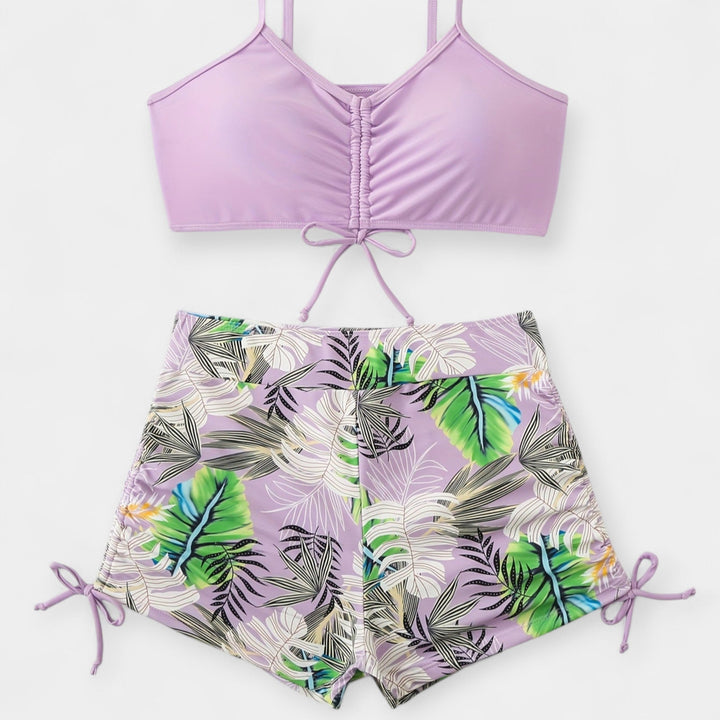 High-Waisted Bikini with Tropical Print and Straps Jasmine's Boutique Australia