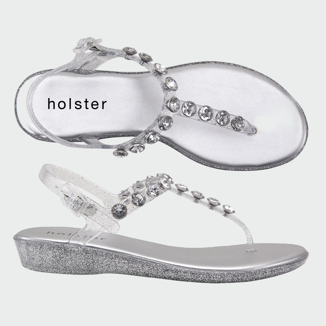 Holster Silver Jewel T-Strap Sandals Jasmine's Boutique Australia