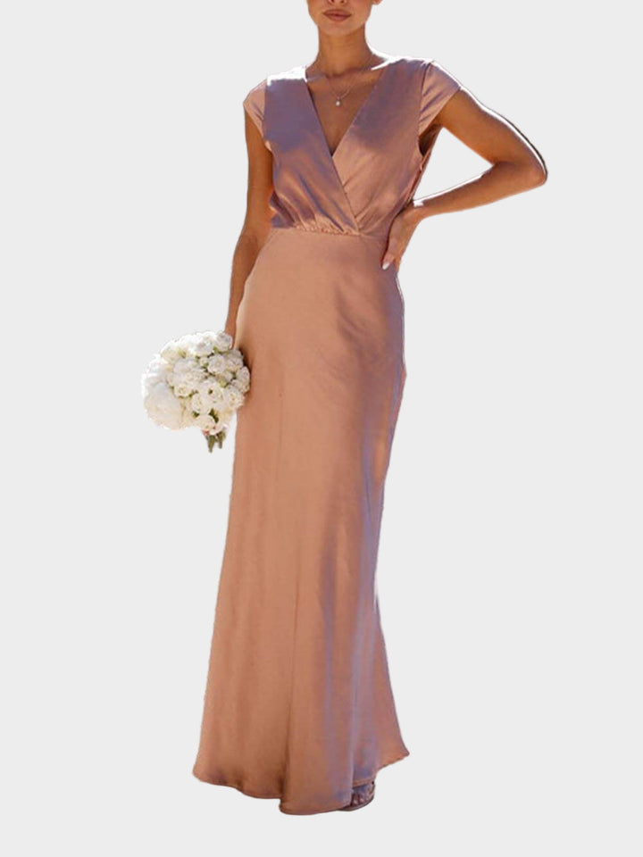 Satin V Neck Fishtail Dress Jasmine's Boutique Australia
