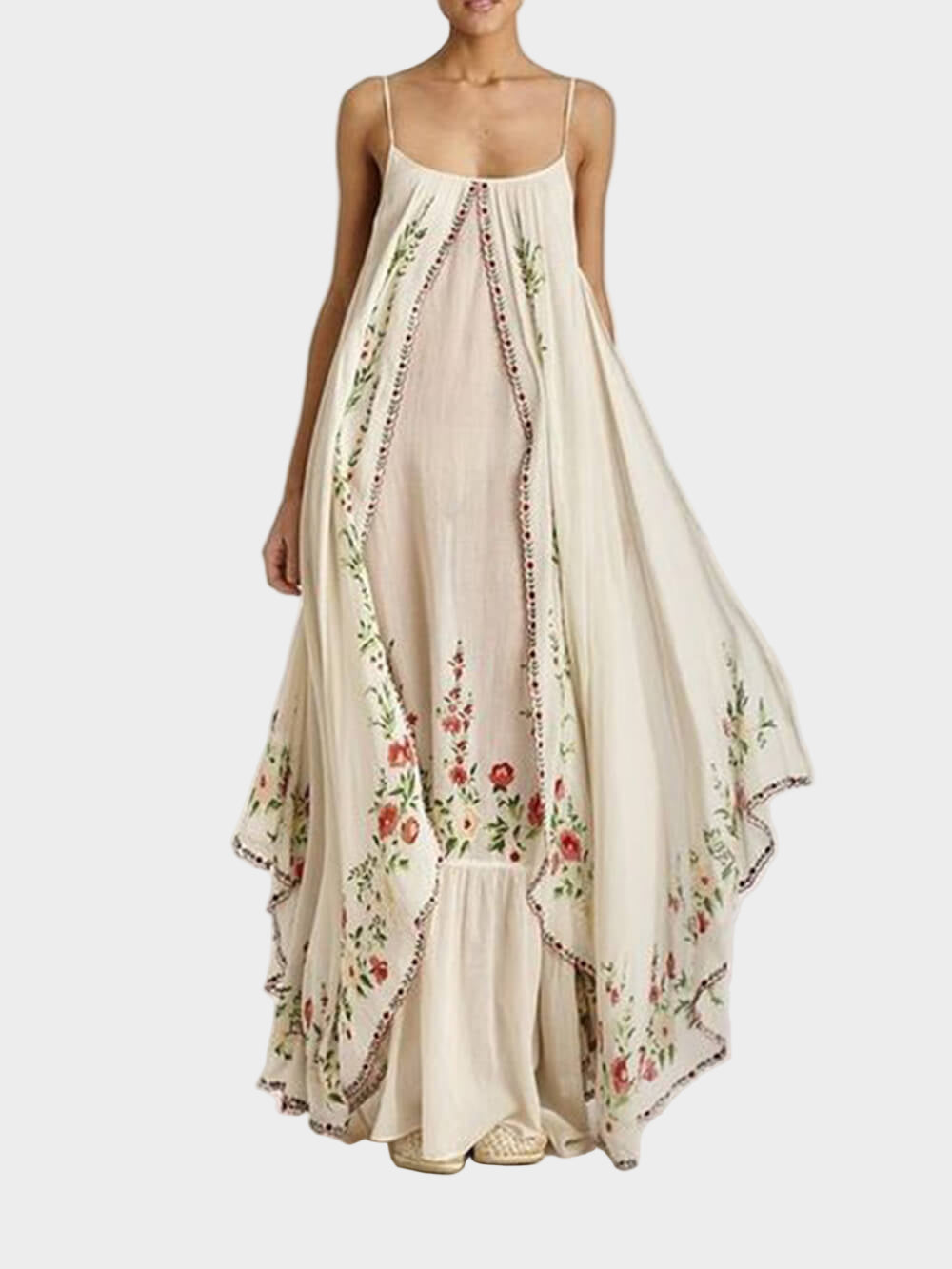 Printed Round Neck Swing Long Dress Jasmine's Boutique Australia