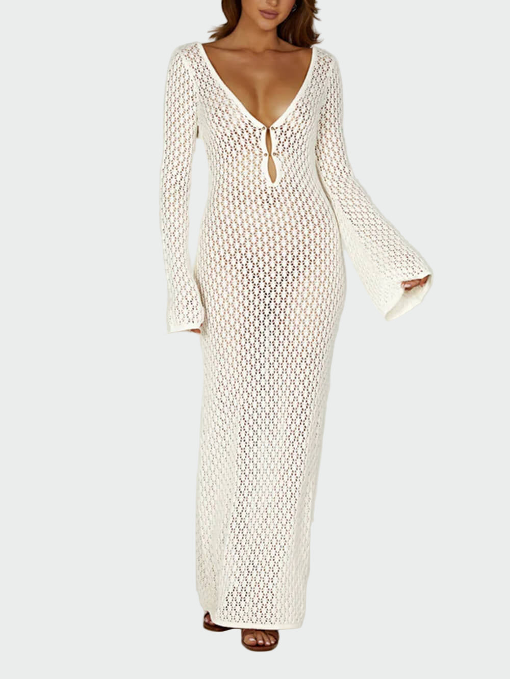 Crochet Fishtail Flare Sleeve Maxi Dress Jasmine's Boutique Australia