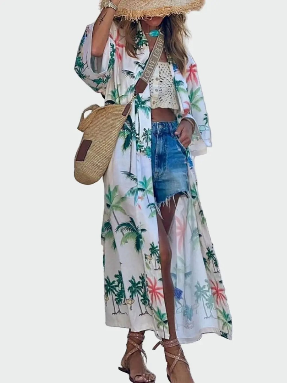 Botanical Print Tie Waist Maxi Dress Liora Lane Boutique Φορέματα white / XL 79.95