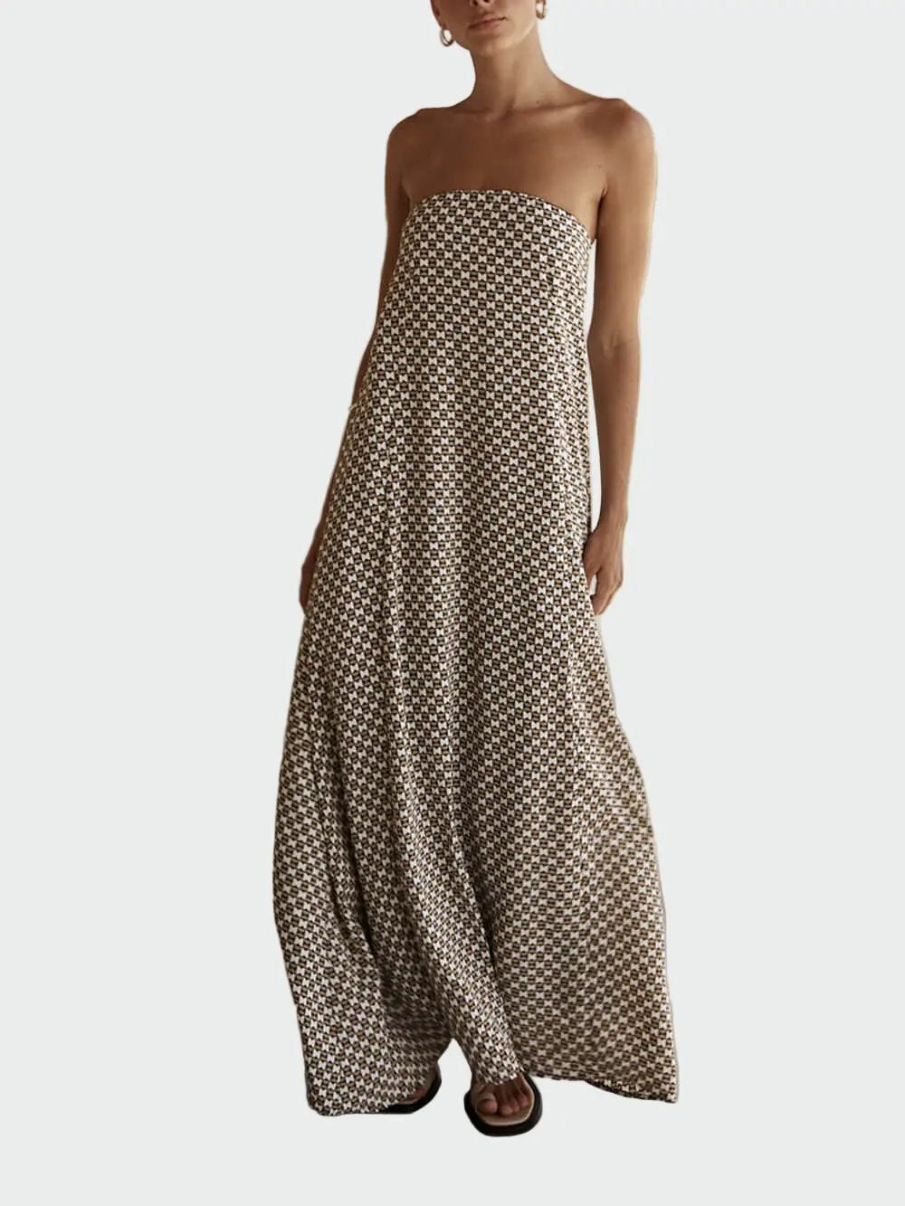 Bohemian Diamond Print Maxi Dress Liora Lane Boutique Φορέματα Μάξι Black / large 79.95