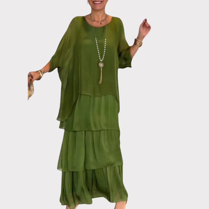 Caroline | Tiered Batwing Maxi Dress Liora Lane Boutique