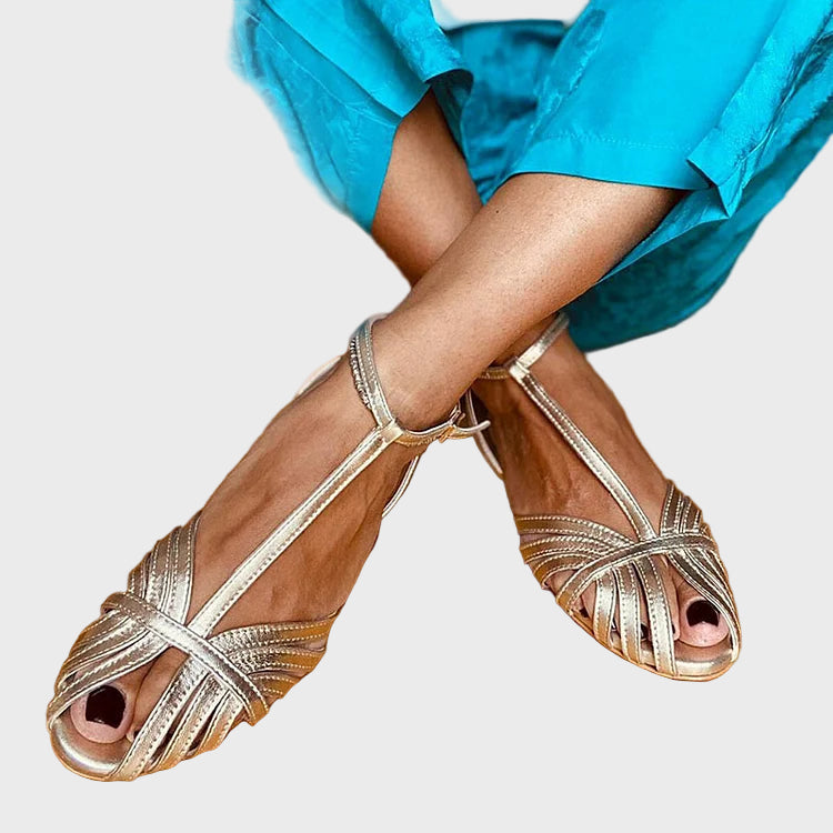 Golden Radiance Strappy Flats Jasmine's Boutique Australia