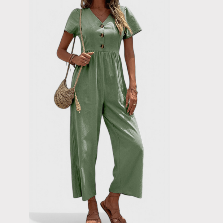 Camila Button-Front Jumpsuit Liora Lane Boutique