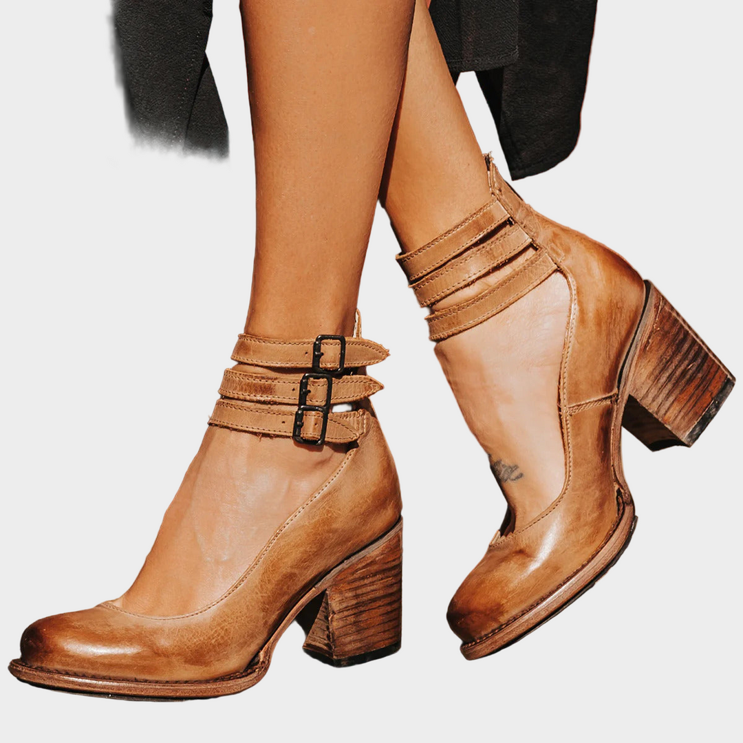Heels with Multiple Straps and Chunky Heel Liora Lane Boutique
