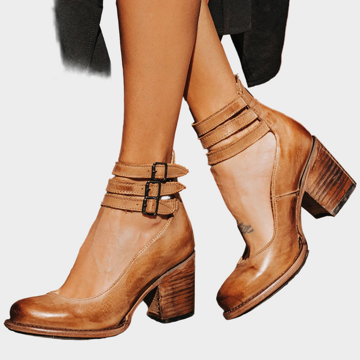 Heels with Multiple Straps and Chunky Heel Liora Lane Boutique