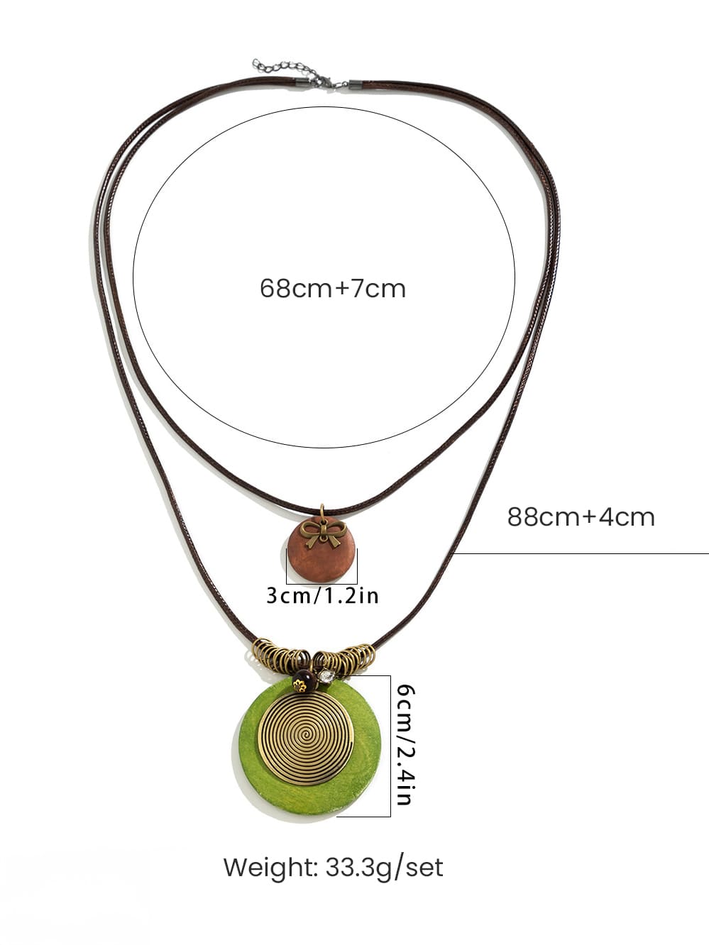 Long Necklace with Wooden Disc and Beads Jasmine's Boutique Australia