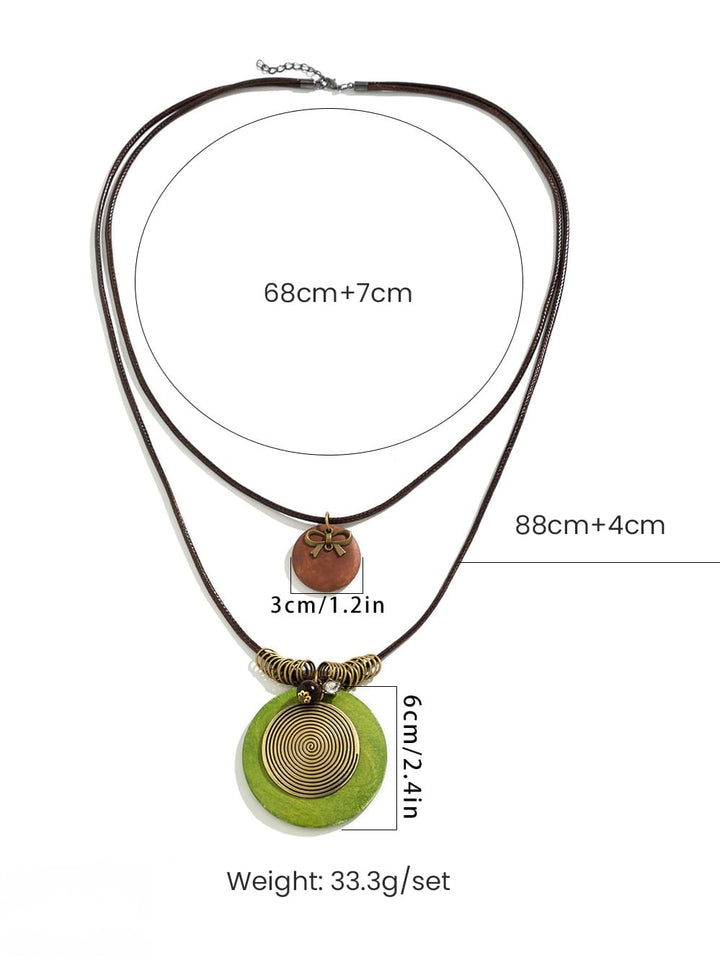 Long Necklace with Wooden Disc and Beads Jasmine's Boutique Australia