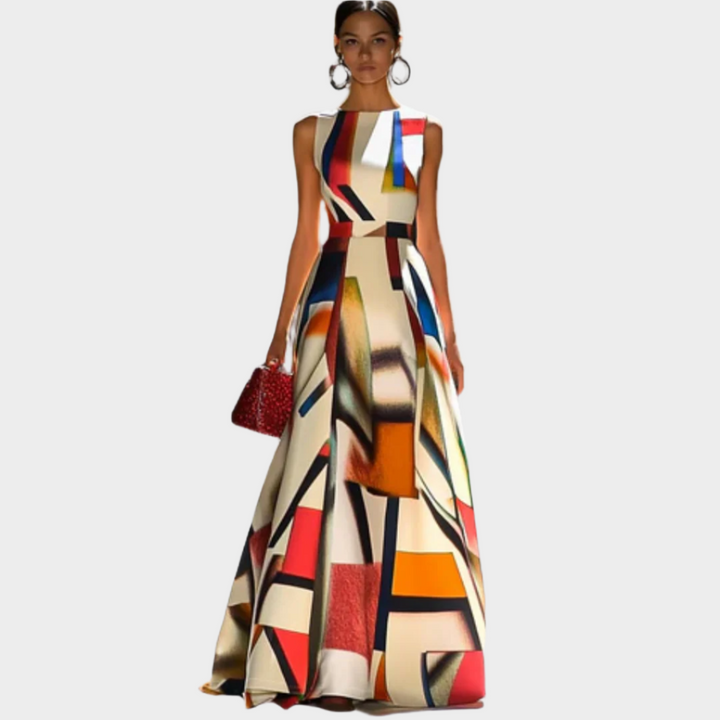 Maxi Dress with Linear Feel and Shiny Texture Jasmine's Boutique Australia