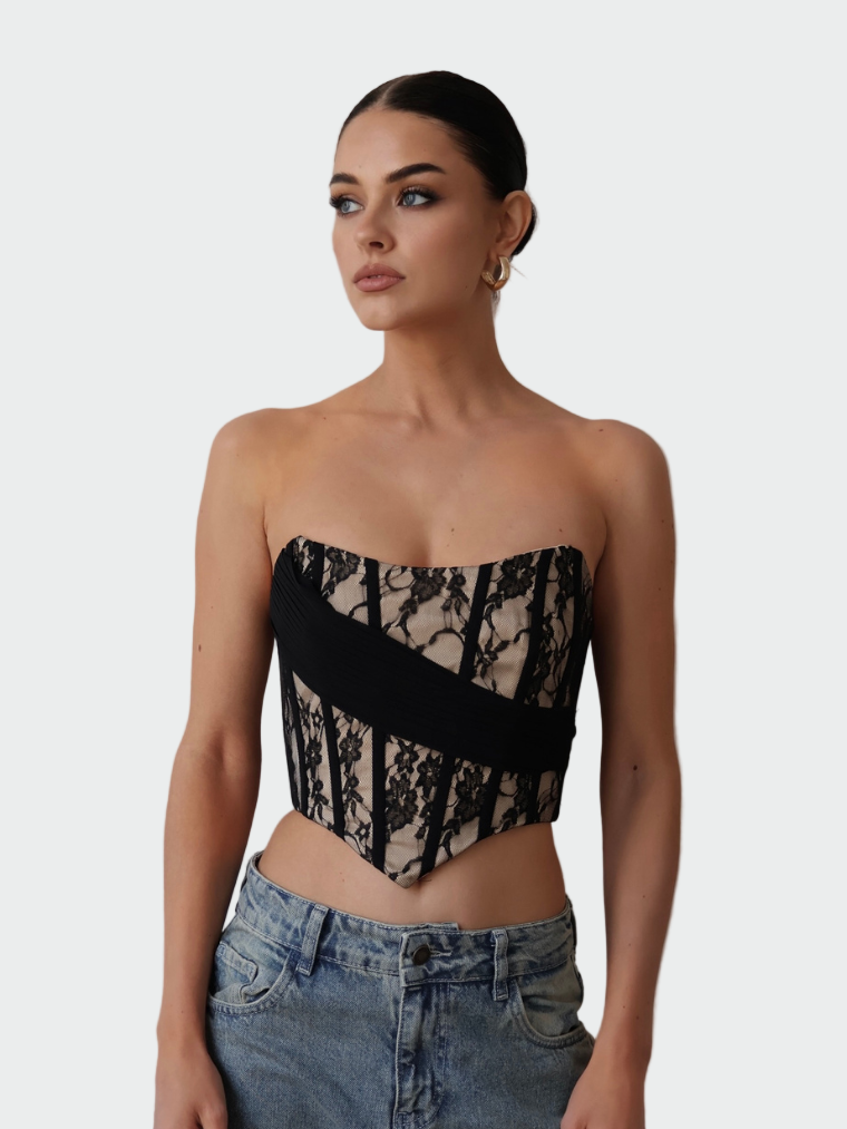 Noir Enchant Lace Corset Top Jasmine's Boutique Australia