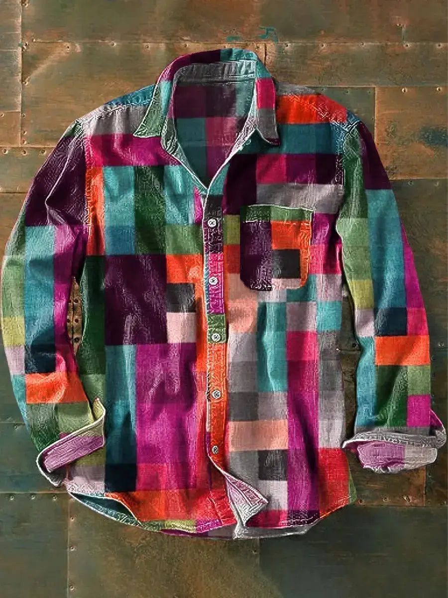 Mosaic Colorblock Button-Up Shirt Jasmine's Boutique Australia