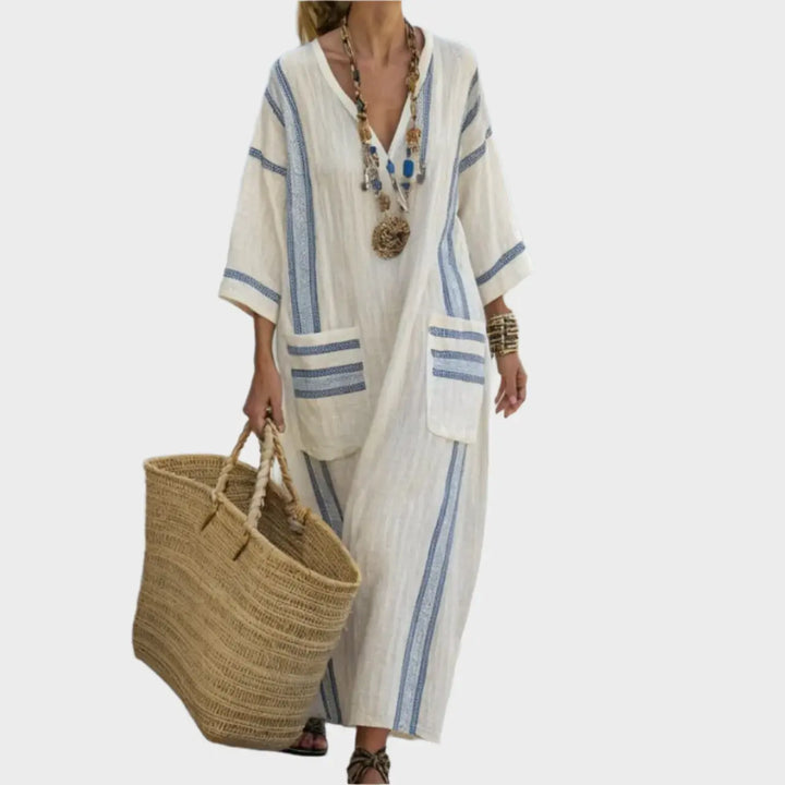 Kaftan with Stripes and Oversized Pockets Jasmine's Boutique Australia