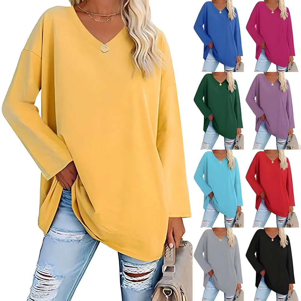 Relaxed V-Neck Long Sleeve Top Jasmine's Boutique Australia
